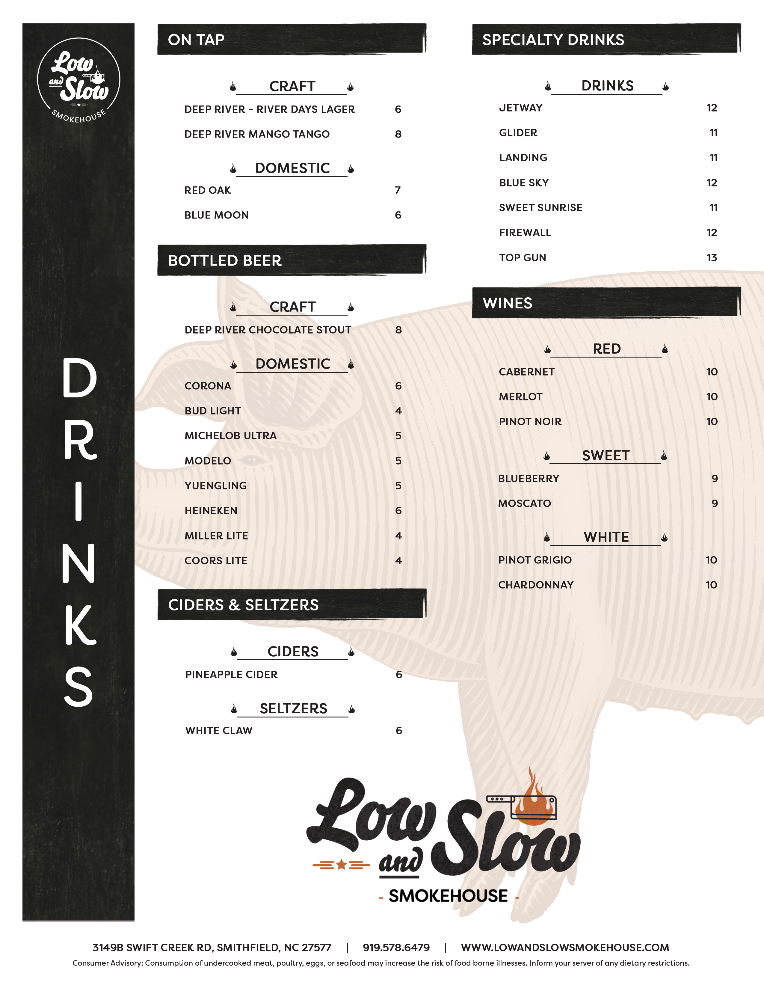 Menus | Low And Slow Smokehouse